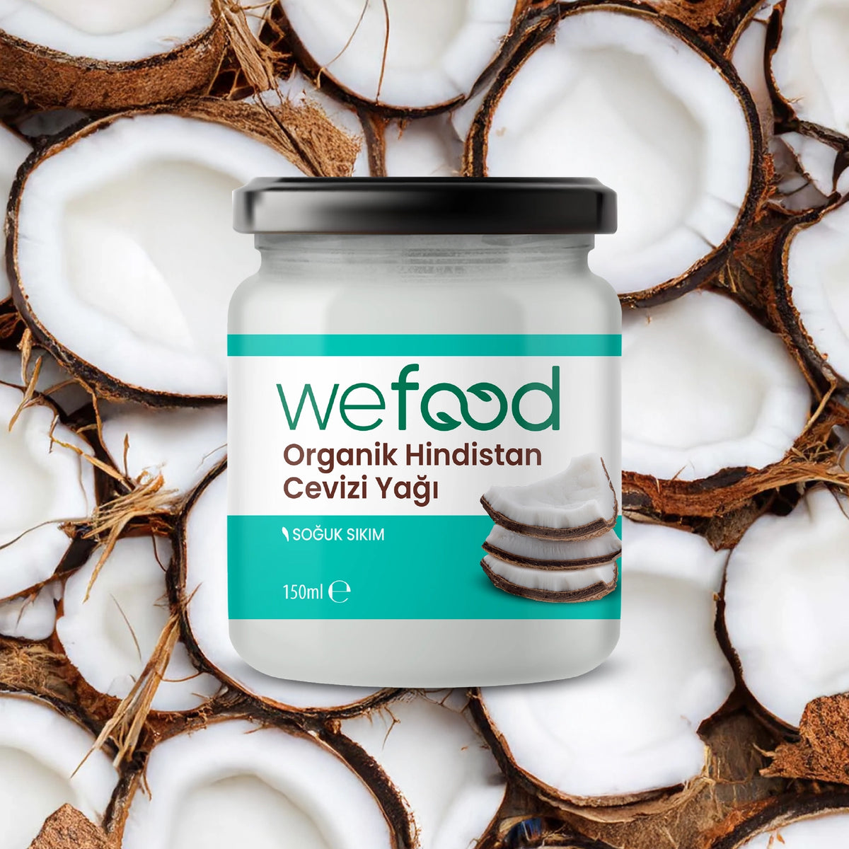 Wefood Organik Hindistan Cevizi Yağı 150 ml 2'li(Organik Sertifikalı, Soğuk Sıkım)