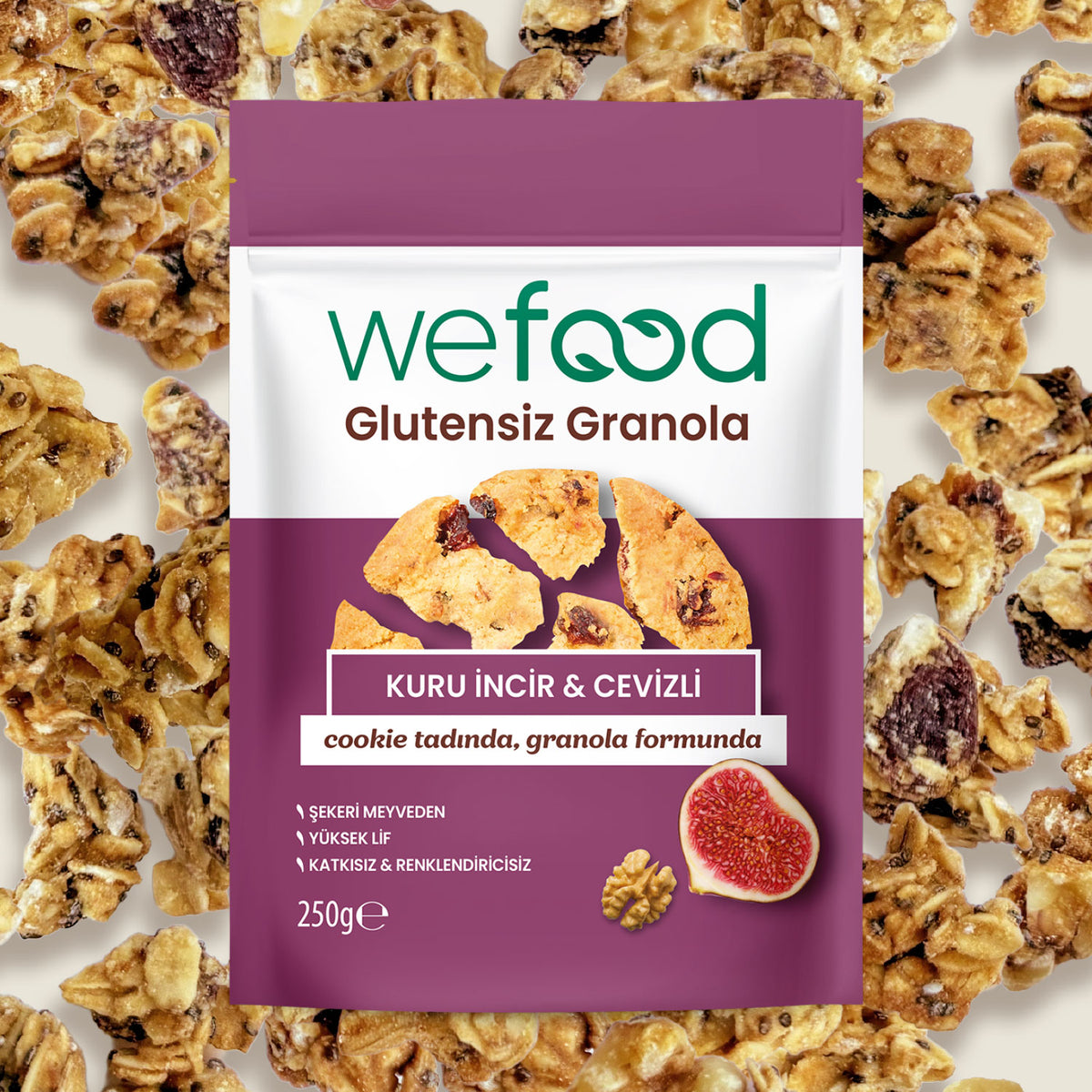 Wefood Glutensiz Granola Kuru İncir & Cevizli 250 gr 3'lü