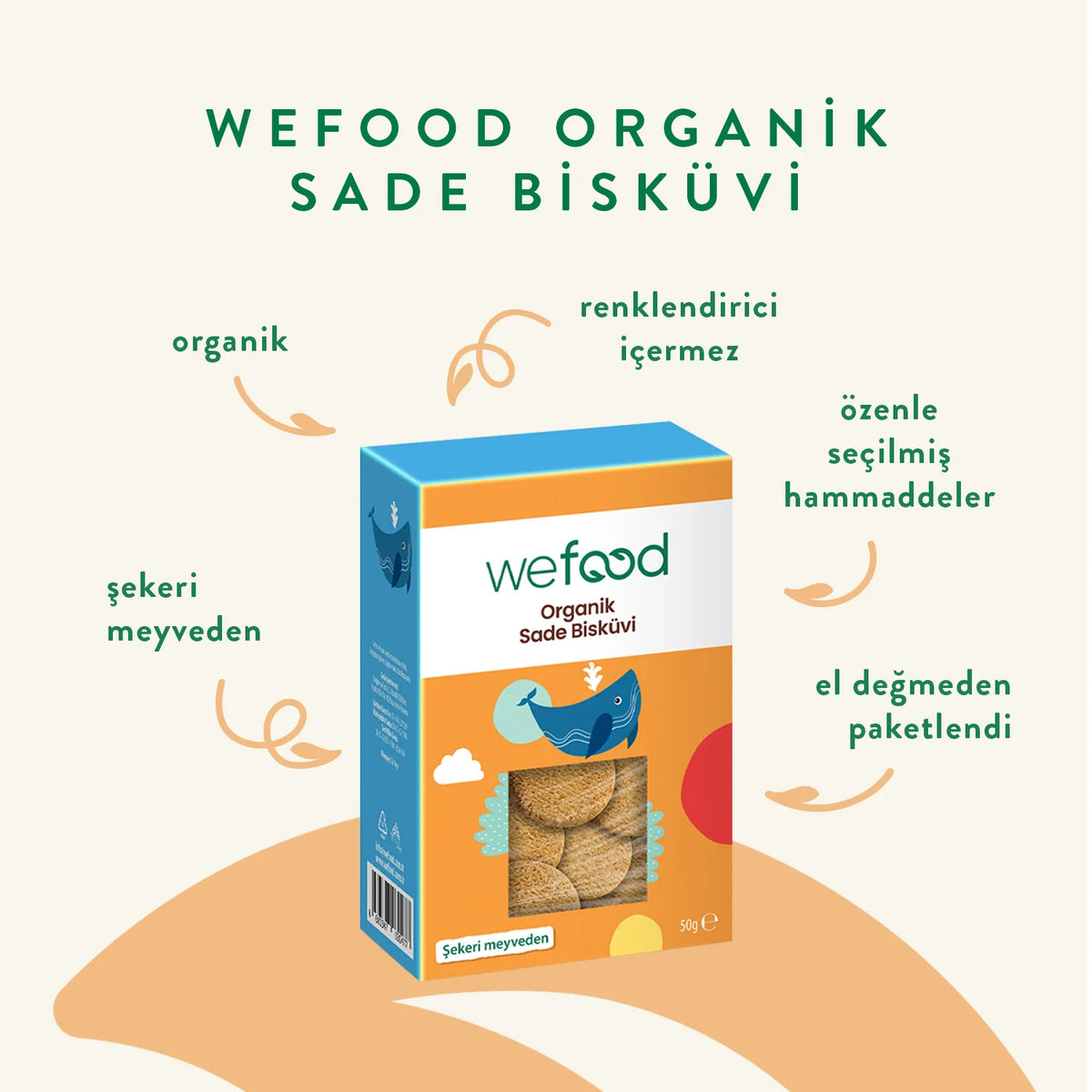 Wefood Kids Organik Sade Bisküvi 50 gr (Tereyağlı) 3'lü
