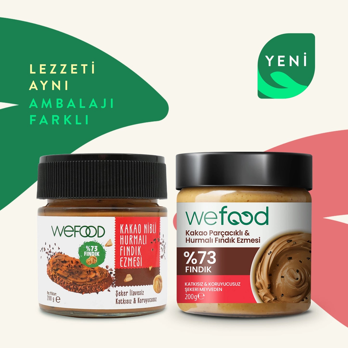 Wefood Kakao Parçacıklı Hurmalı Fındık Ezmesi 200 gr 3'lü