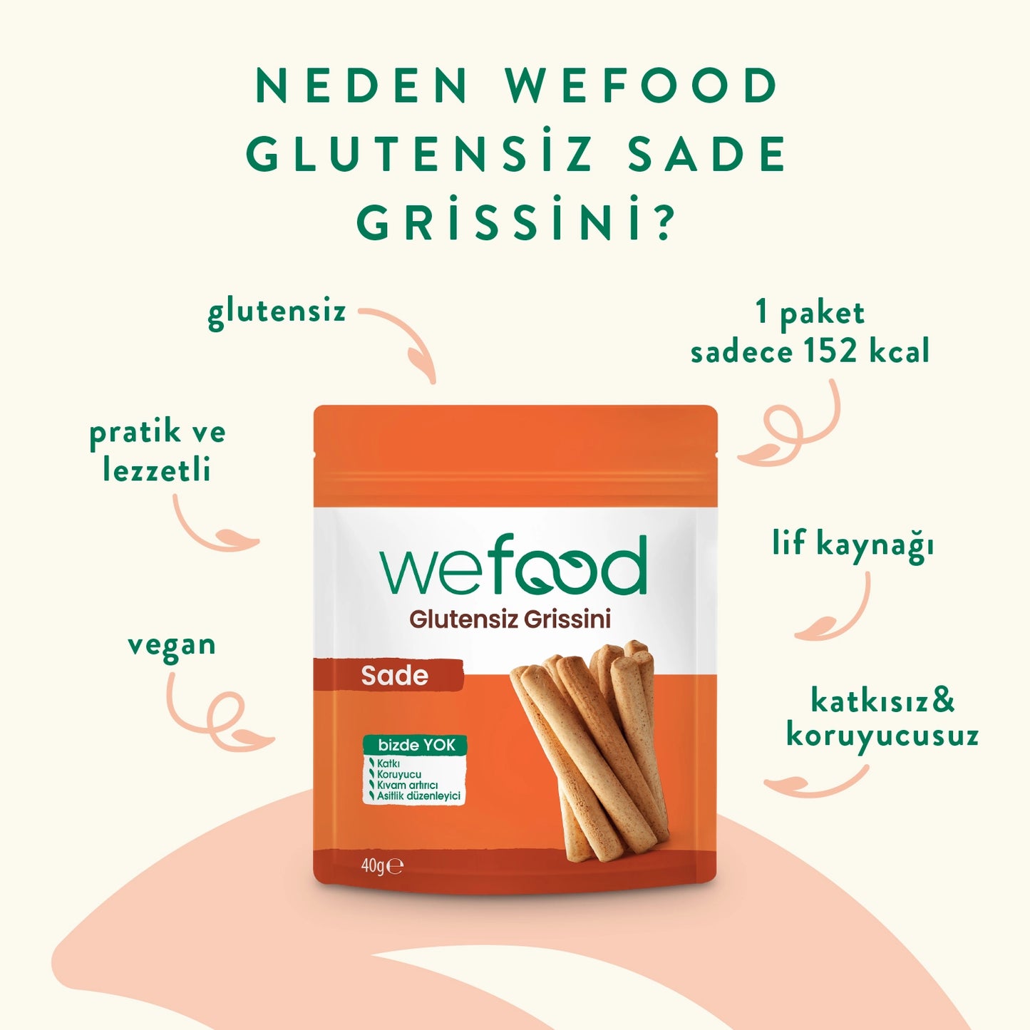 Wefood Glutensiz Grissini Sade 40 g