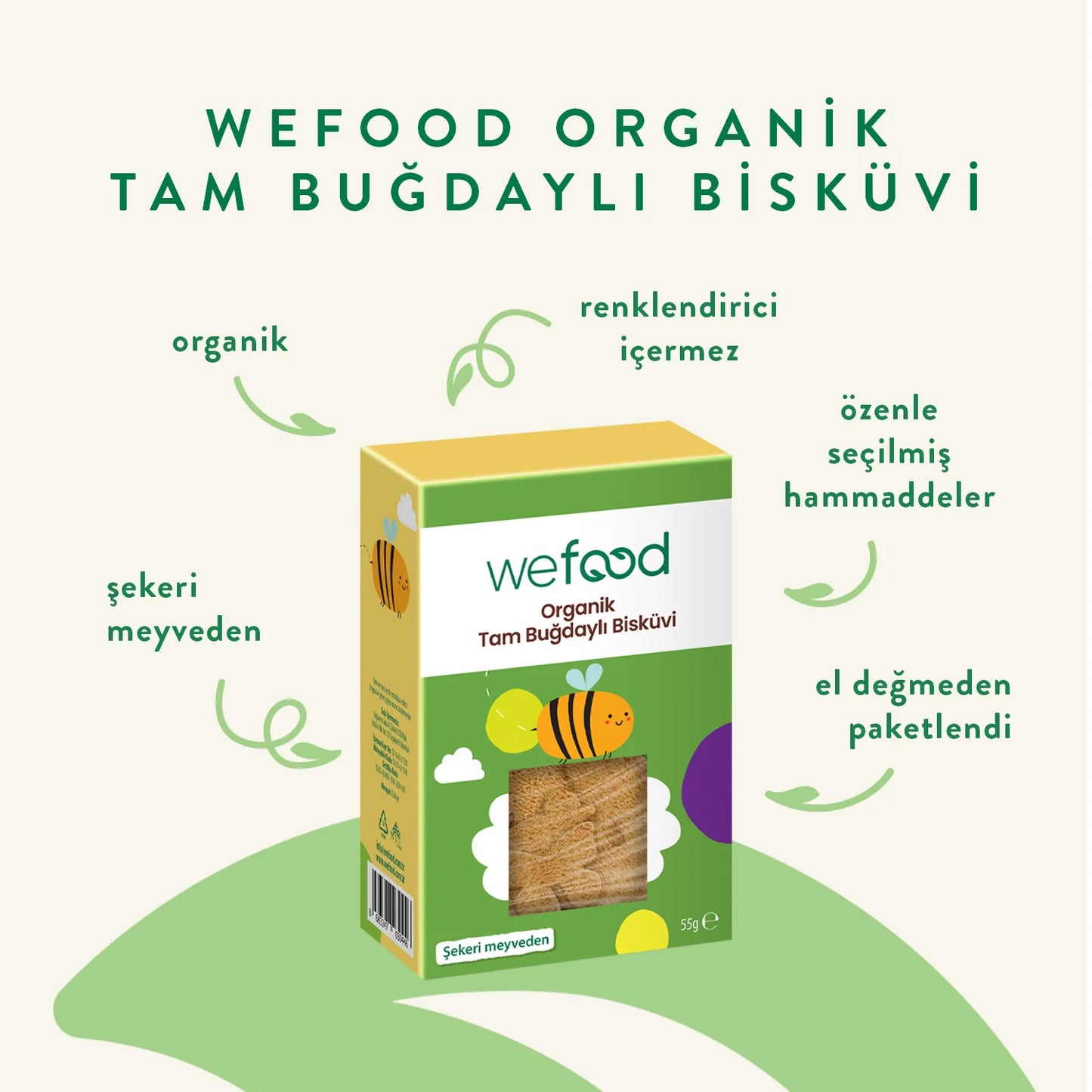 Wefood Kids Organik Tam Buğdaylı Bisküvi 55 gr