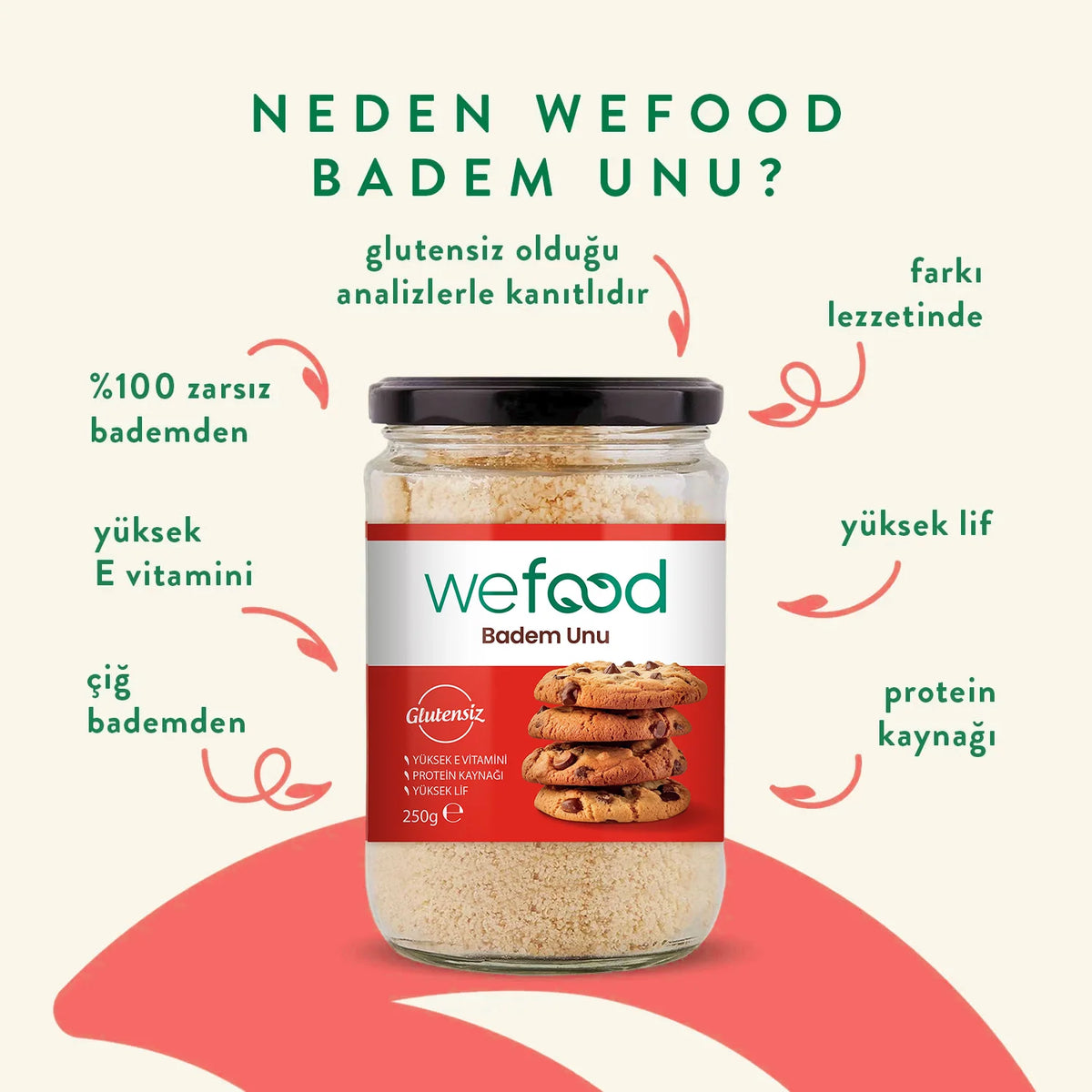 Wefood Glutensiz Badem Unu 250 gr 2'li