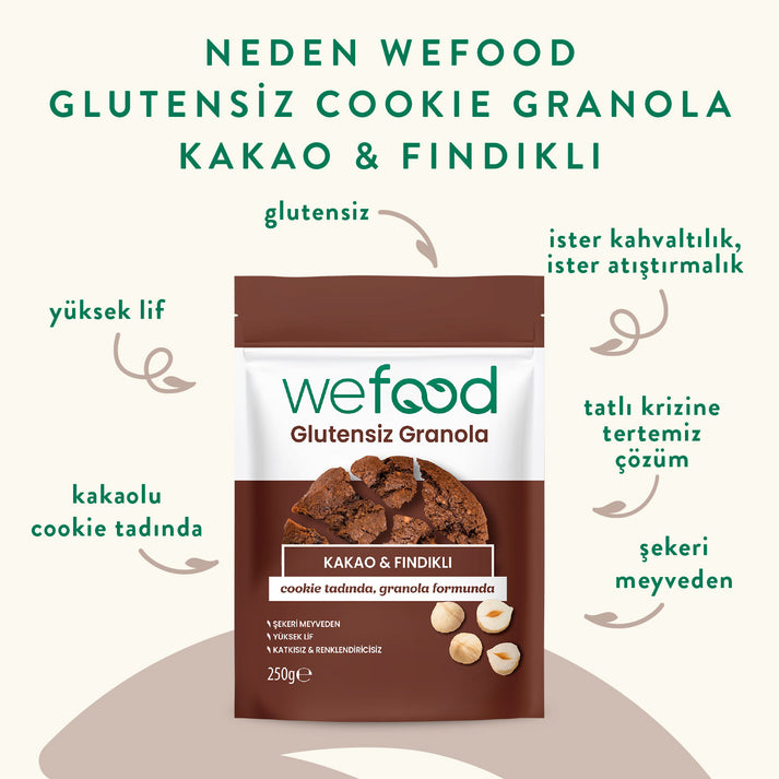 Wefood Glutensiz Granola Kakao & Fındıklı 250 gr 3'lü