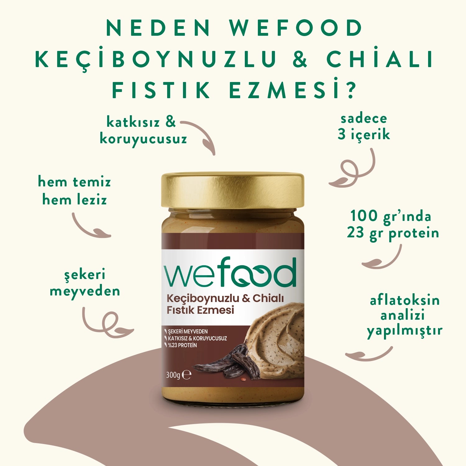 Wefood Keçiboynuzlu & Chialı Fıstık Ezmesi 300 g