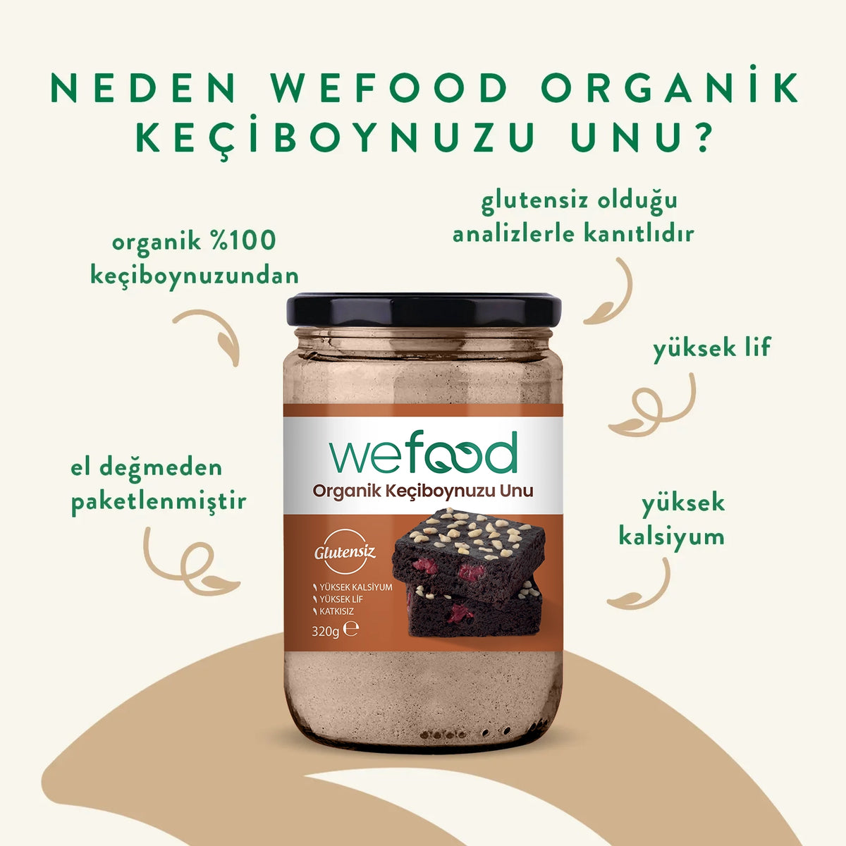 Wefood Organik Glutensiz Keçiboynuzu Unu 320 gr