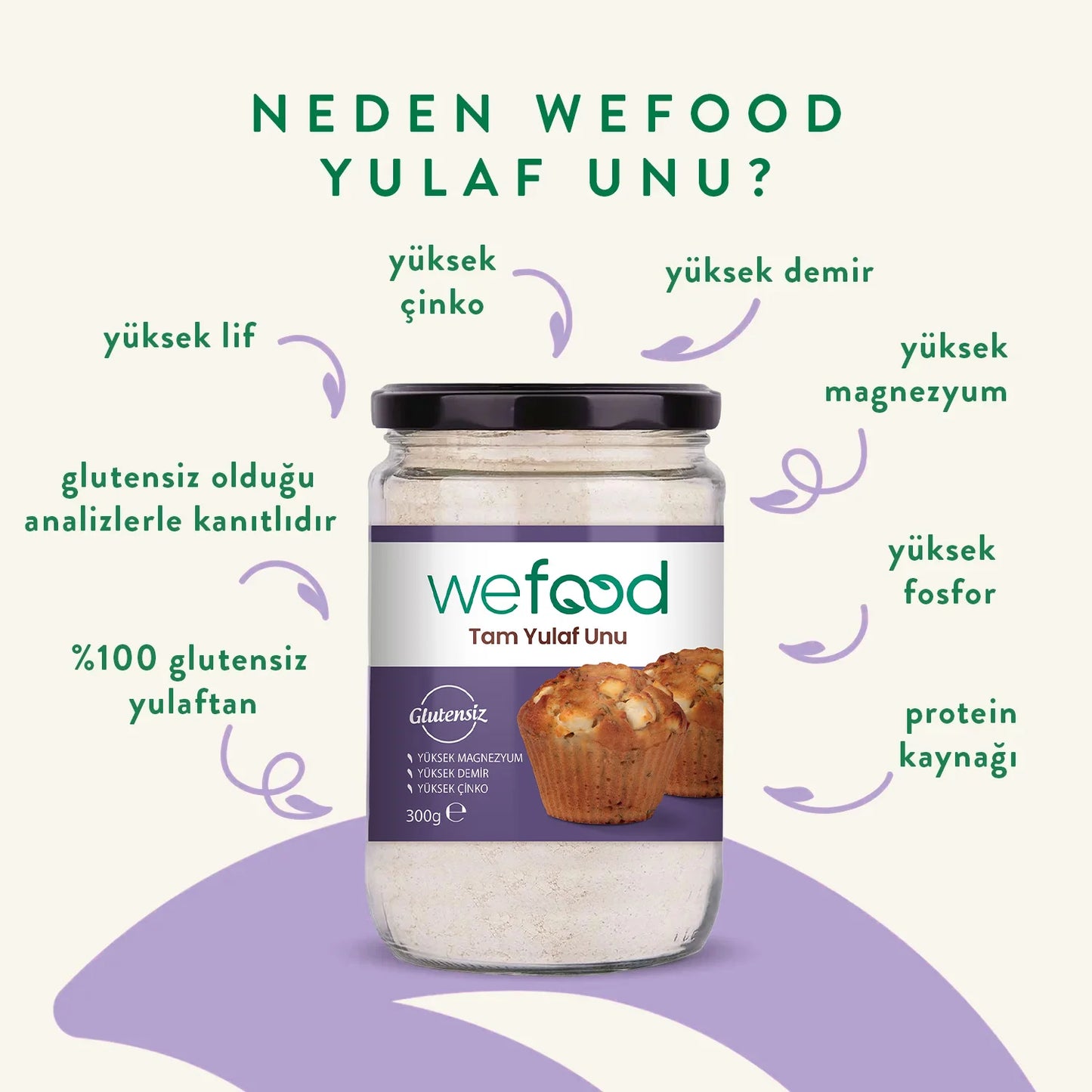 Wefood Glutensiz Tam Yulaf Unu 300 gr
