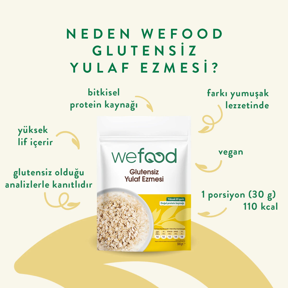 Wefood Glutensiz Yulaf Ezmesi 300 gr 5'li