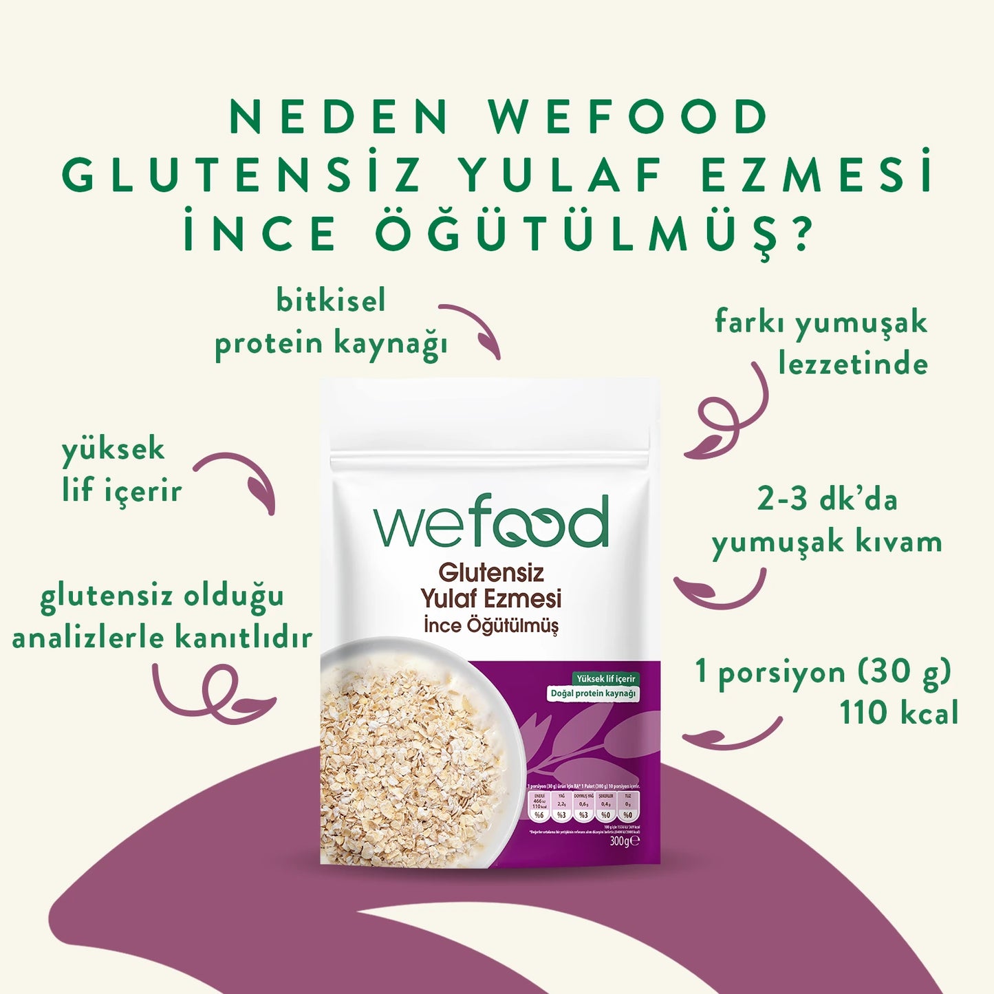 Wefood İnce Öğütülmüş Glutensiz Yulaf Ezmesi 300 gr