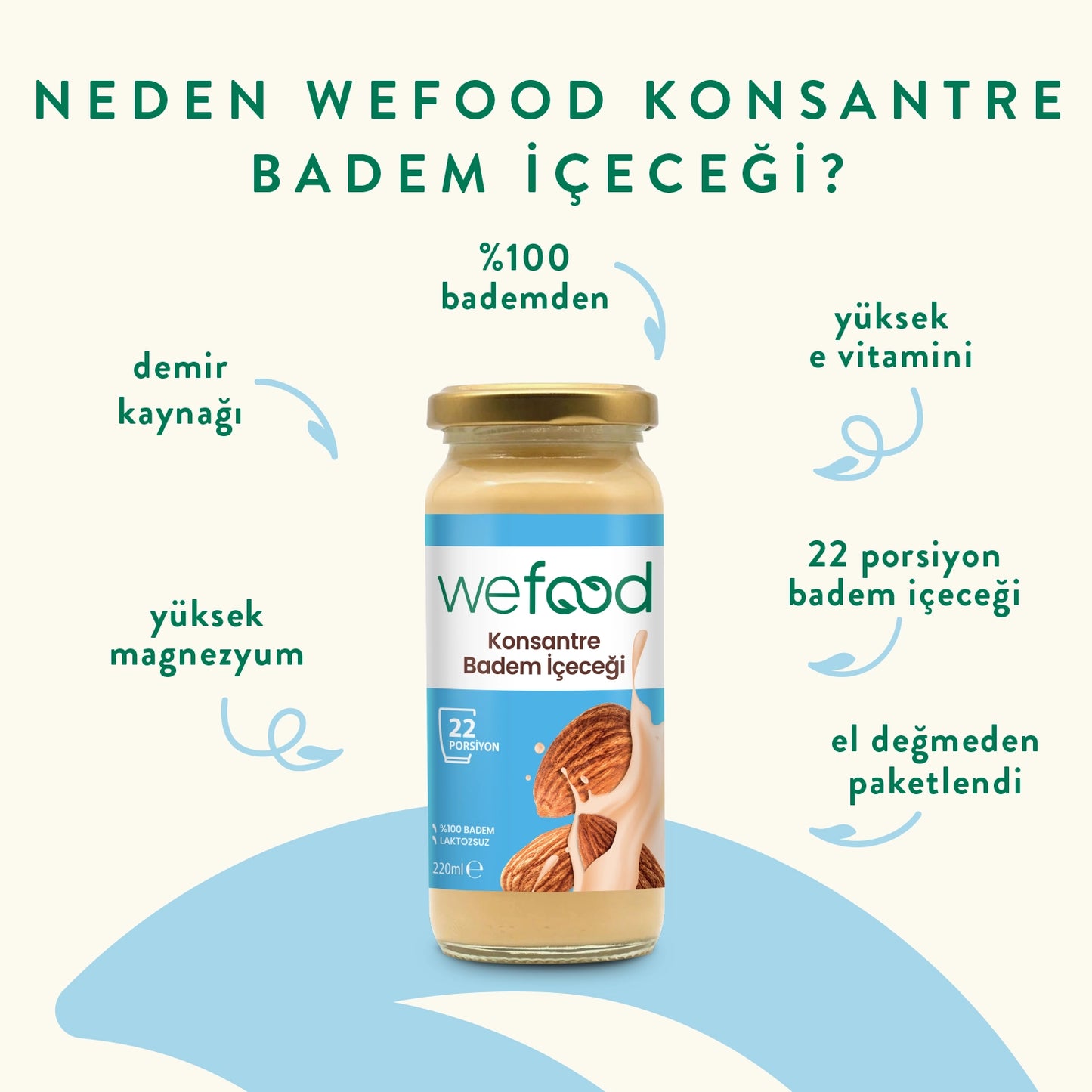 Wefood Konsantre Badem İçeceği (%100 Badem) 220 gr