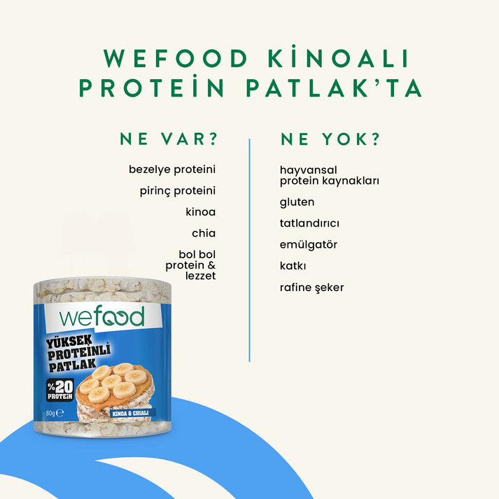 Wefood Kinoalı Protein Patlak 80 g 3'lü