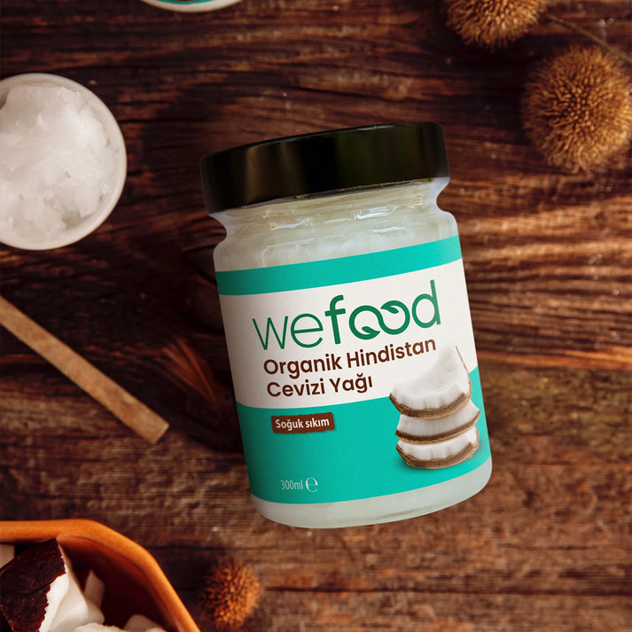 Wefood Organik Hindistan Cevizi Yağı 300 ml 2'li (Organik Sertifikalı, Soğuk Sıkım)