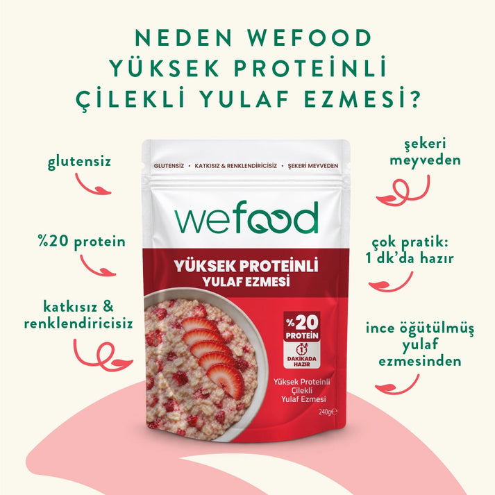Wefood Yüksek Proteinli Çilekli Yulaf Ezmesi 240 gr 3'lü