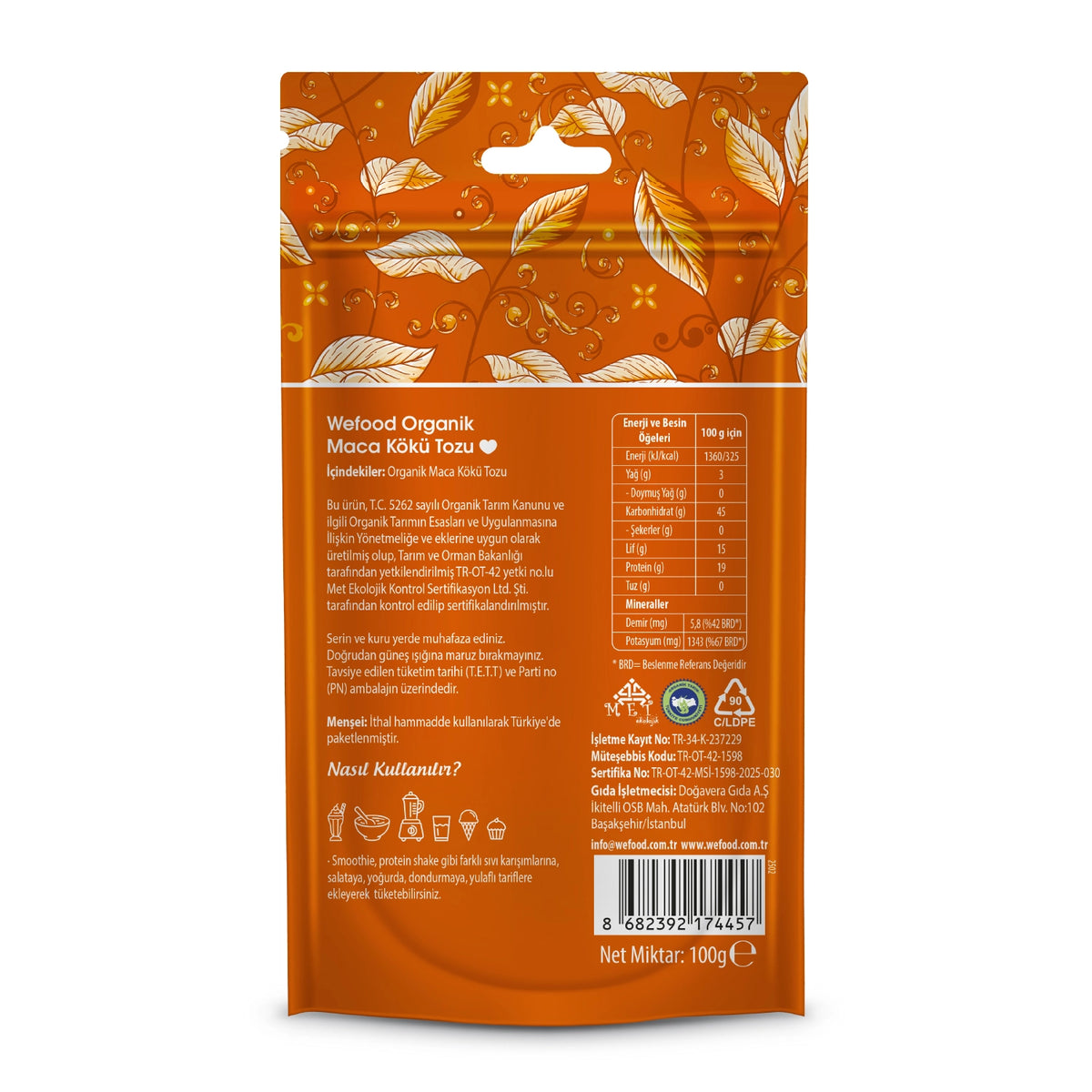 Wefood Organik Maca Tozu 100 gr (Maka Tozu)