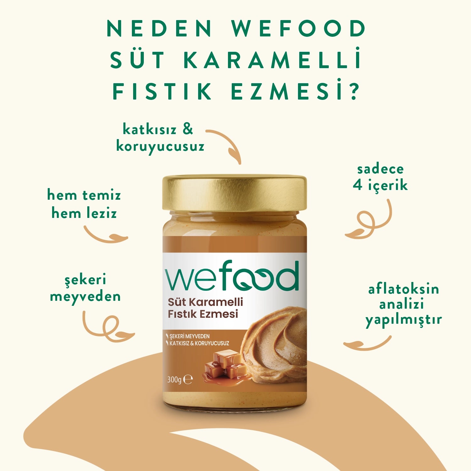 Wefood Süt Karamelli Fıstık Ezmesi 300 gr