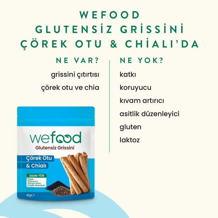 Wefood Glutensiz Grissini Çörek Otu & Chia'lı 40 g