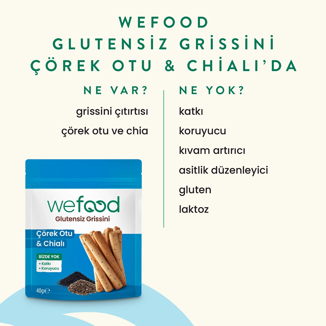 Wefood Glutensiz Grissini Çörekotu & Chia 40 g 3'lü