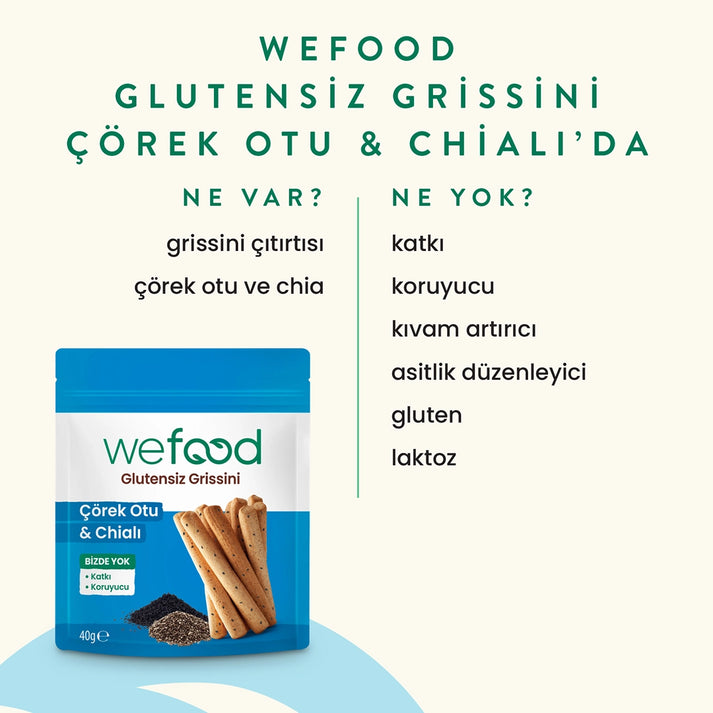 Wefood Glutensiz Grissini Çörekotu & Chia 40 g 3'lü