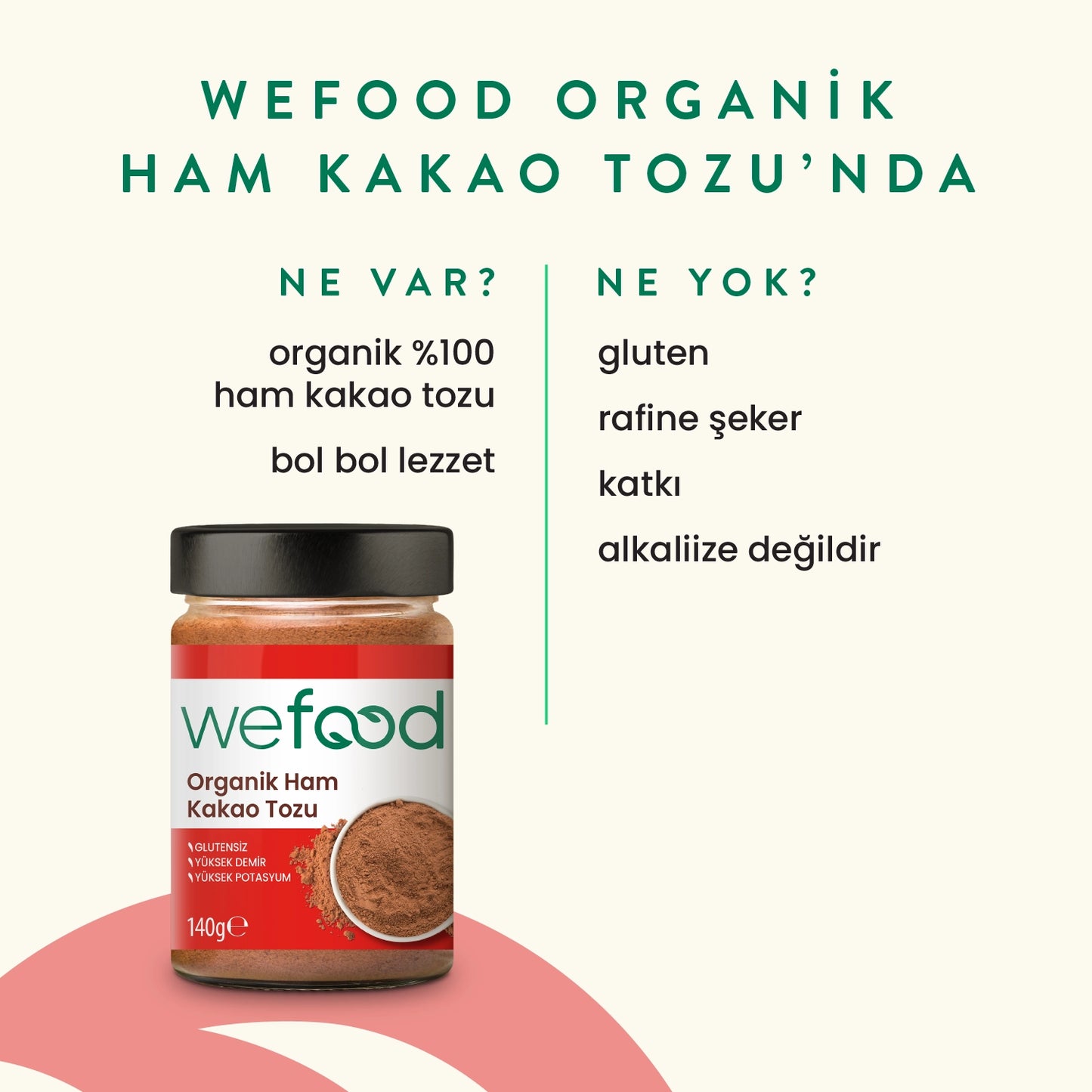 Wefood Organik Ham Kakao Tozu 140 gr