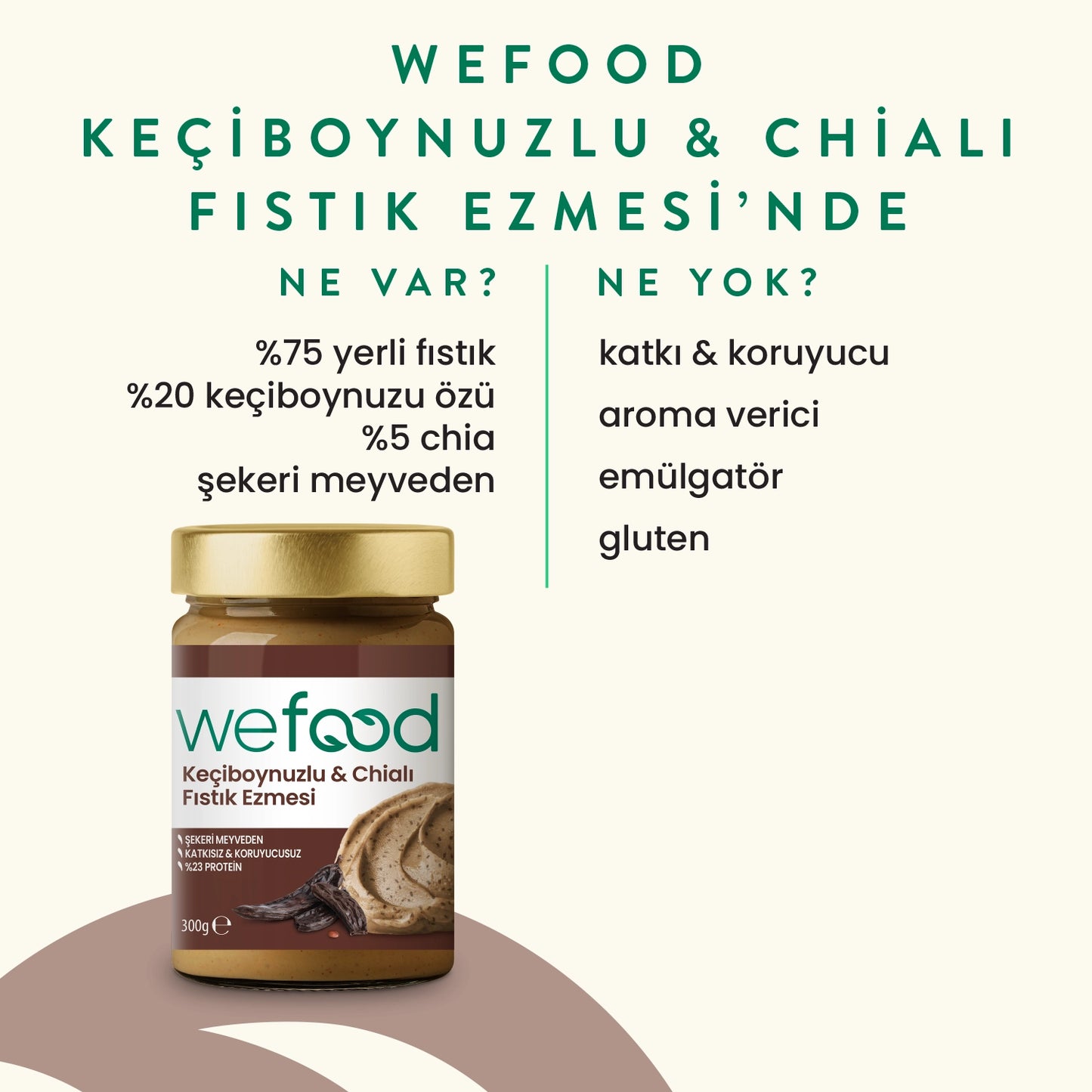 Wefood Keçiboynuzlu & Chialı Fıstık Ezmesi 300 g