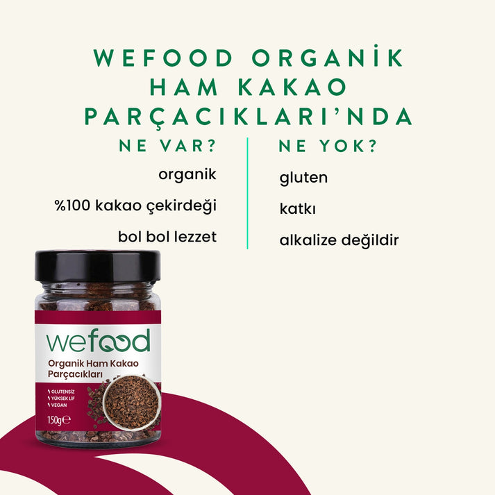 Wefood Organik Ham Kakao Parçacıkları 150 gr (Kakao Nibs)