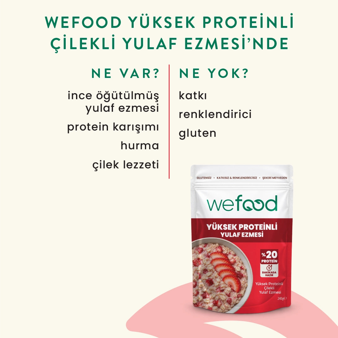 Wefood Yüksek Proteinli Çilekli Yulaf Ezmesi 240 gr