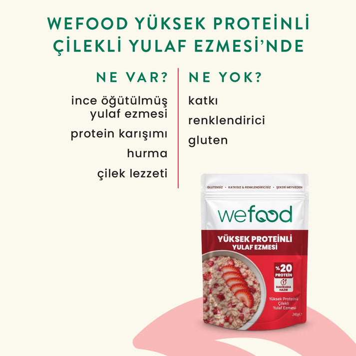 Wefood Yüksek Proteinli Çilekli Yulaf Ezmesi 240 gr