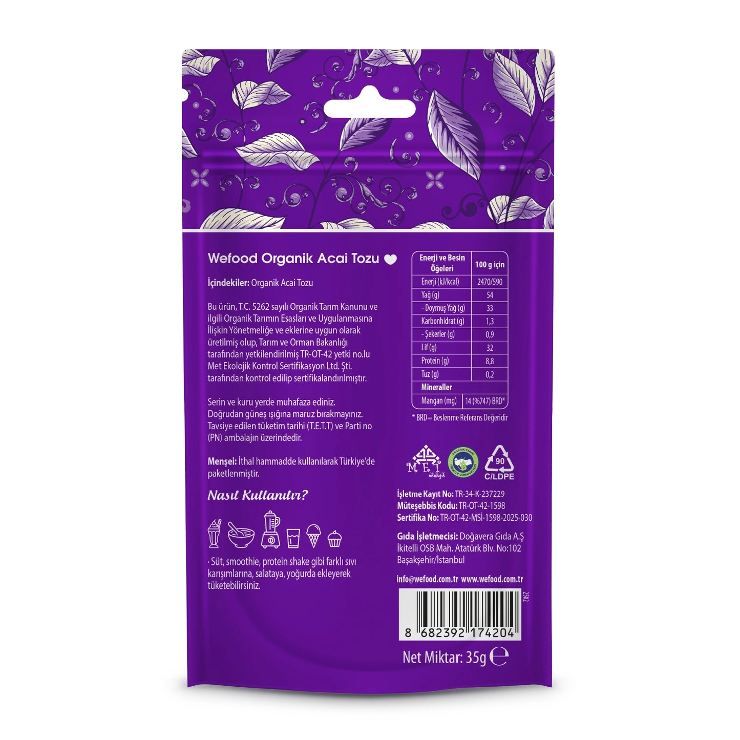 Wefood Organik Acai Tozu 35 gr