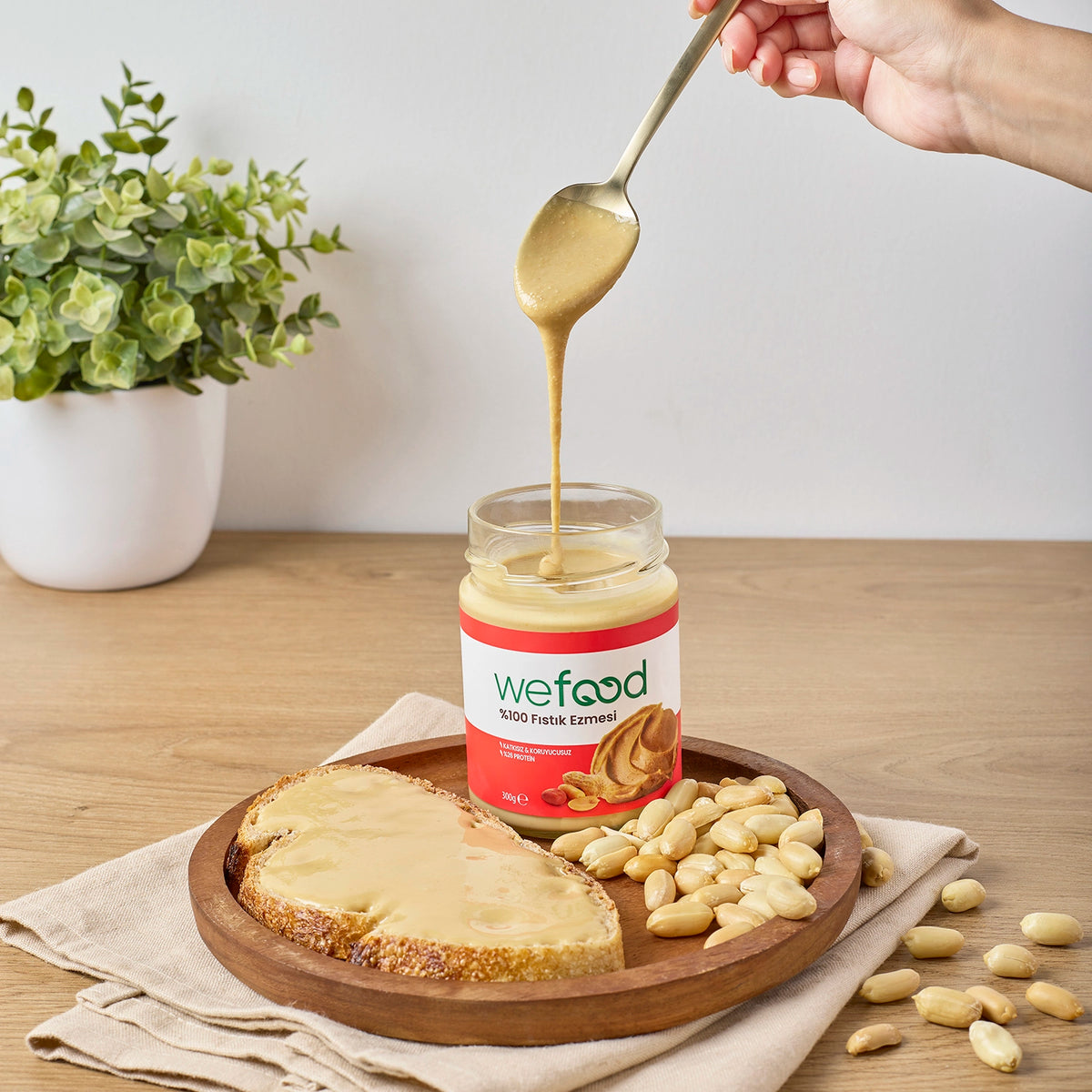 Wefood Şeker İlavesiz Sade %100 Fıstık Ezmesi 300 gr