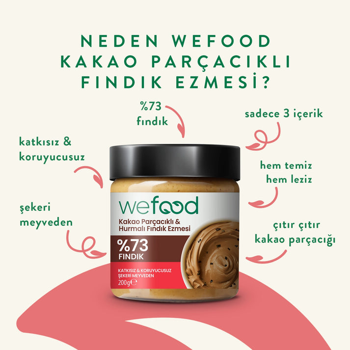 Wefood Kakao Parçacıklı & Hurmalı Fındık Ezmesi 200 gr