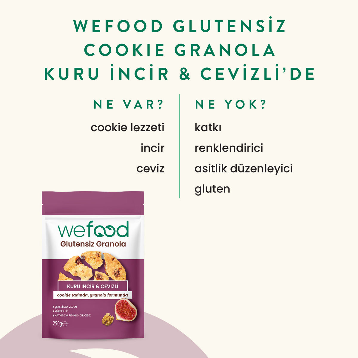 Wefood Glutensiz Granola Kuru İncir & Cevizli 250 gr 3'lü