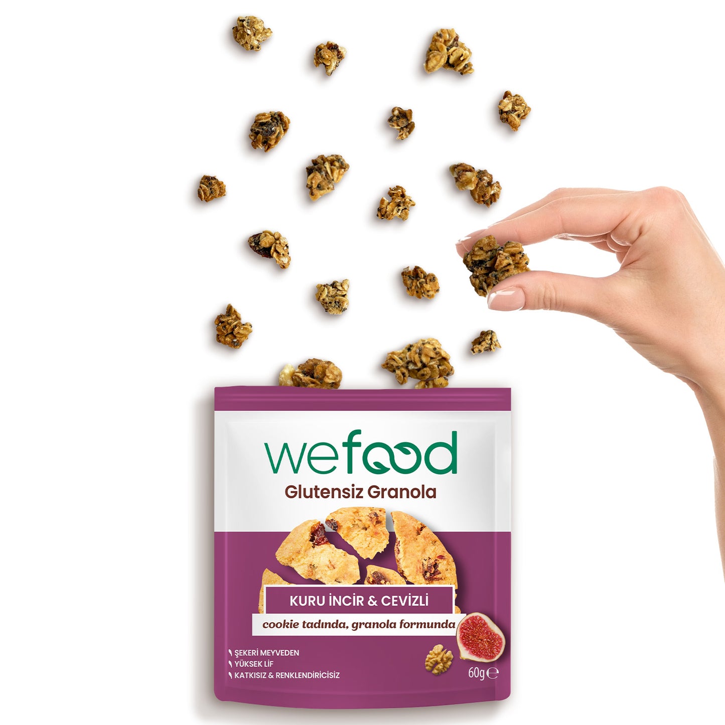 Wefood Glutensiz Granola Bites Kuru İncir & Cevizli 60 gr