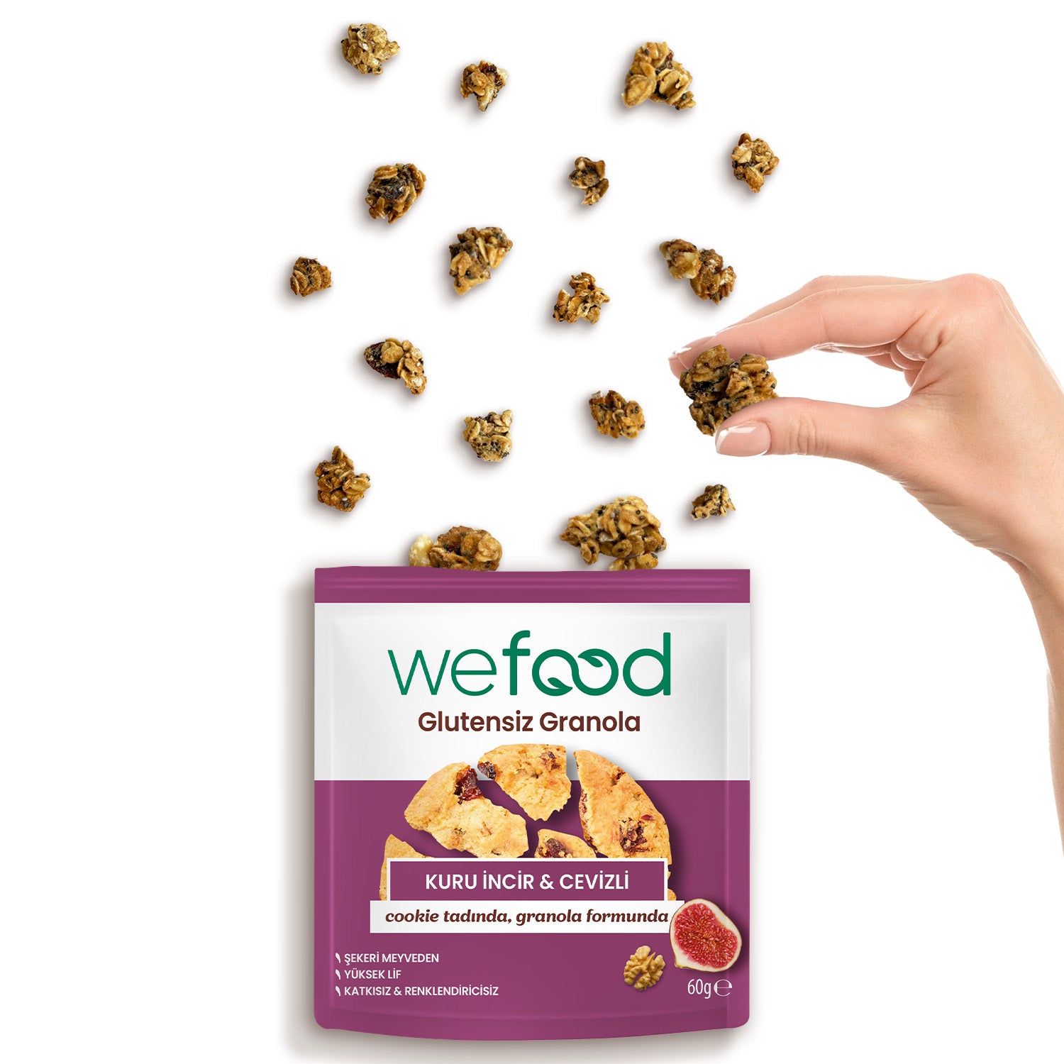 Wefood Glutensiz Granola Bites Kuru İncir & Cevizli 60 gr