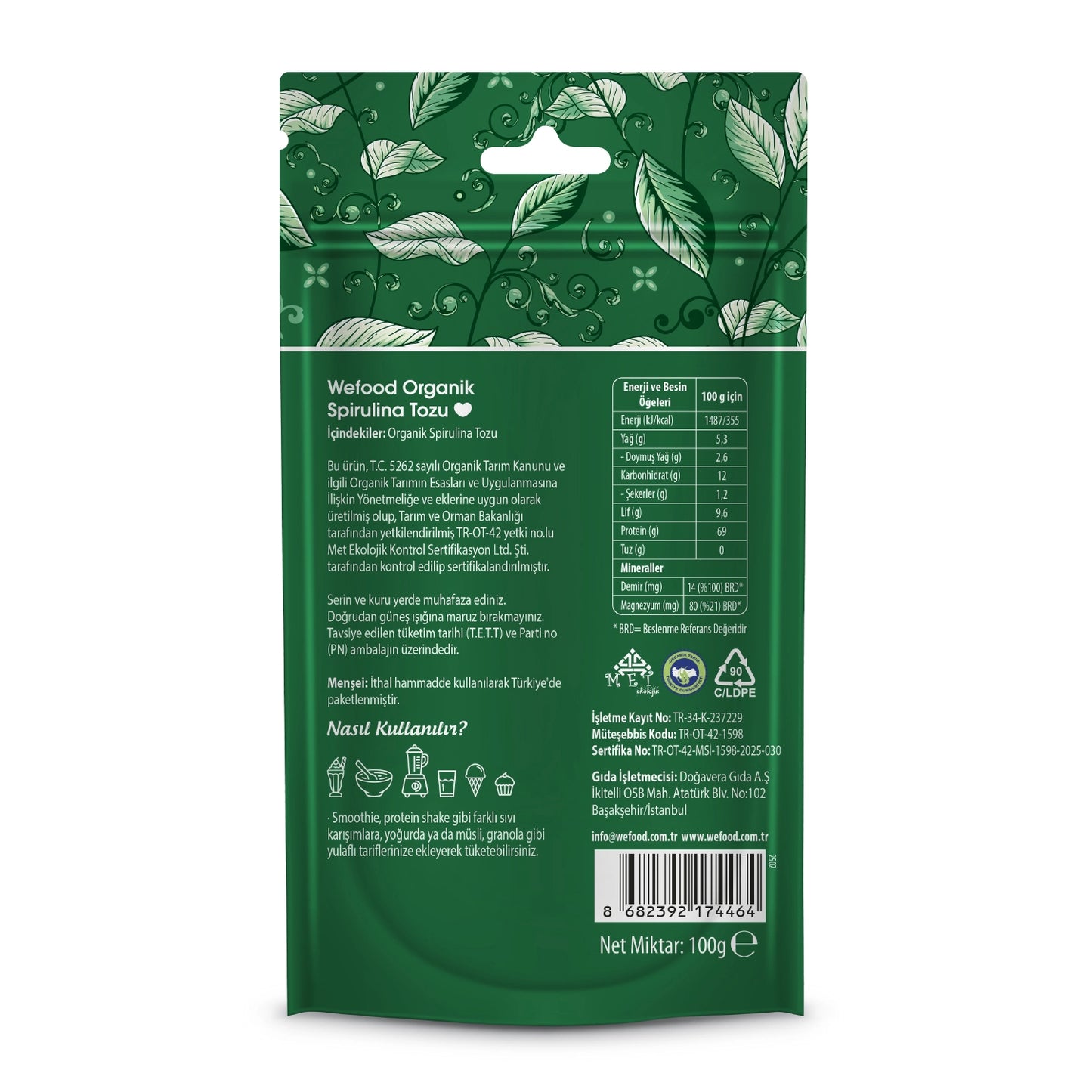 Wefood Organik Spirulina Tozu 100 gr