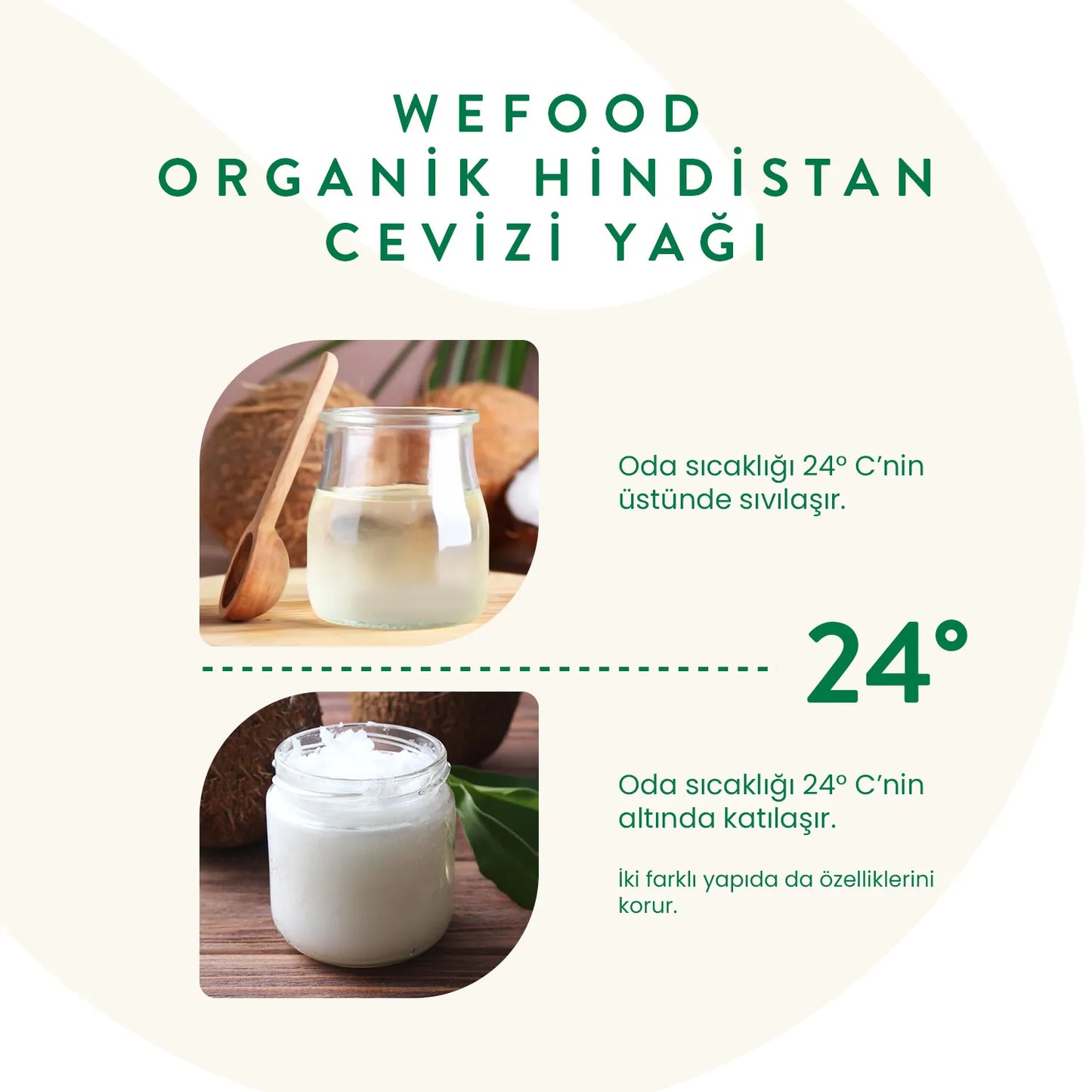 Wefood Organik Hindistan Cevizi Yağı 300 ml (Soğuk Sıkım)