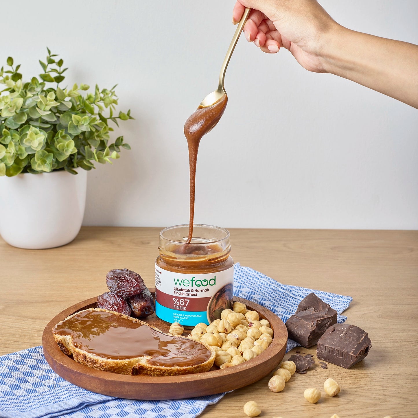 Wefood Çikolatalı Hurmalı Fındık Ezmesi (Şekersiz, Katkısız) 200 gr