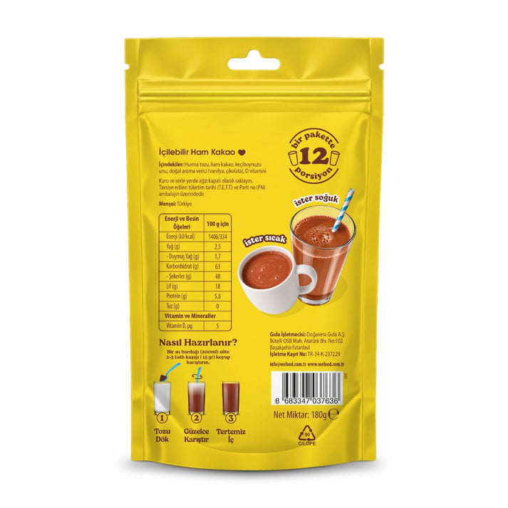 Wefood İçilebilir Ham Kakao 180 gr 2'li