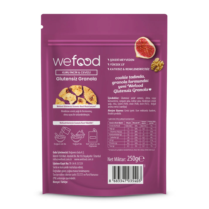 Wefood Glutensiz Granola Kuru İncir & Cevizli 250 gr