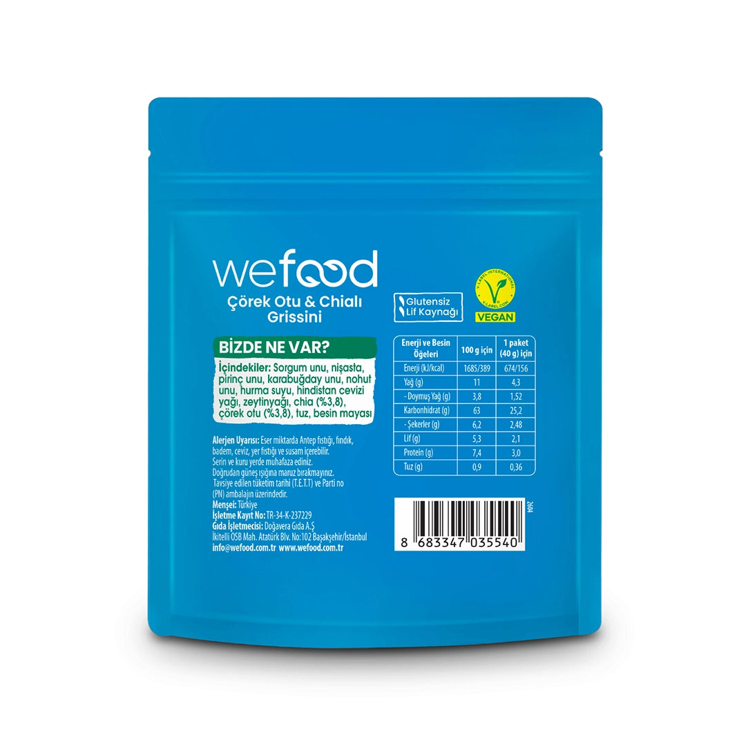 Wefood Glutensiz Grissini Çörekotu & Chia 40 g 3'lü