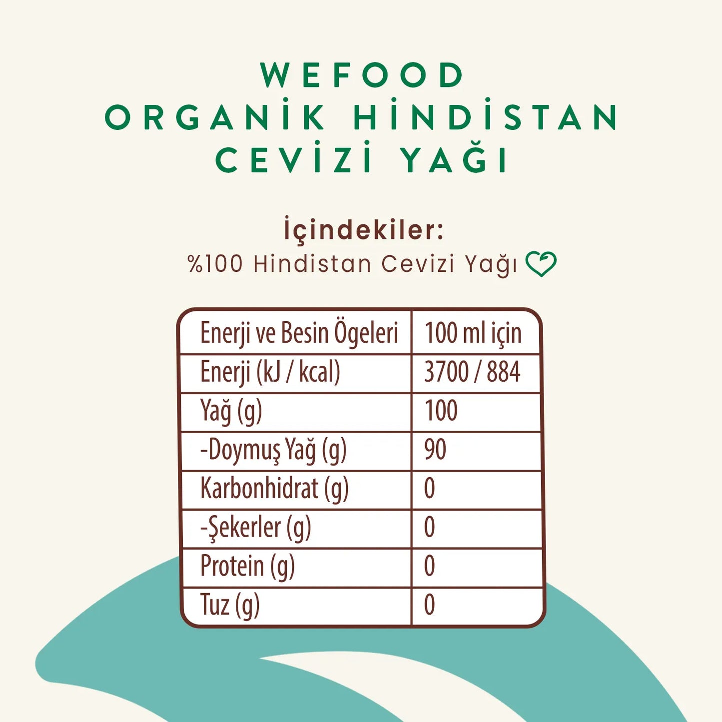 Wefood Organik Hindistan Cevizi Yağı 300 ml (Soğuk Sıkım)