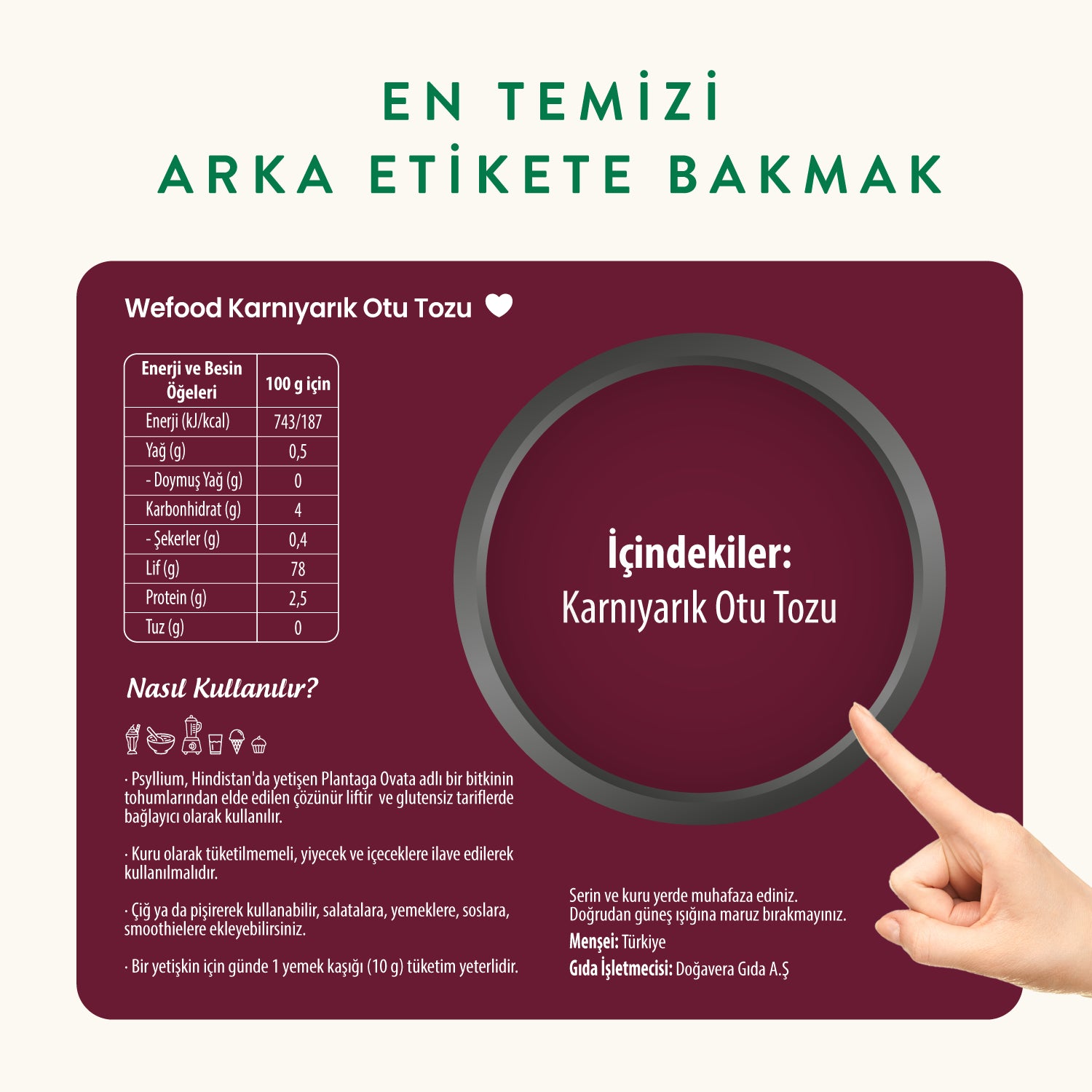 Wefood  Karnıyarık Otu (Psyllium) Tozu 200 gr