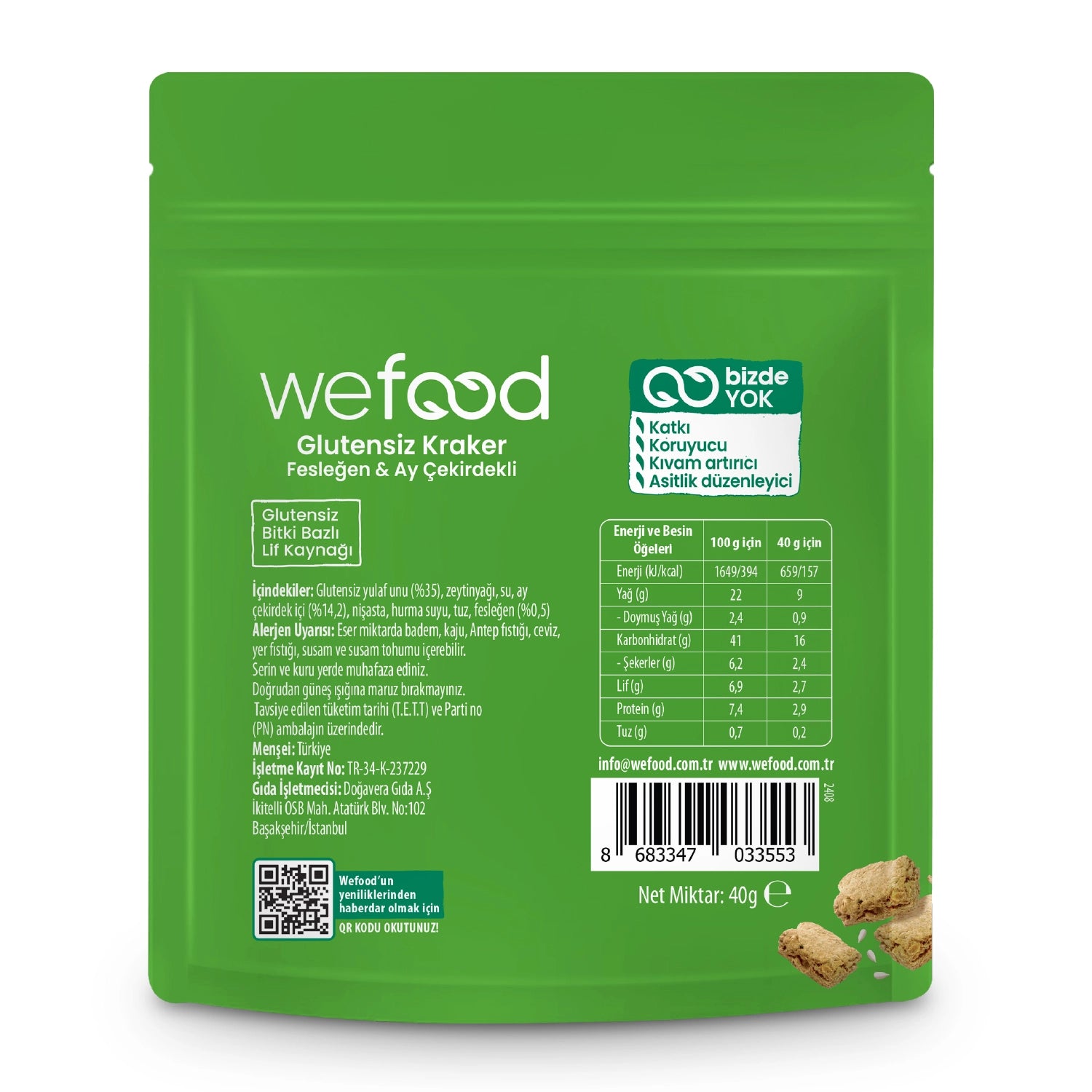 Wefood Fesleğenli Kraker 40 gr