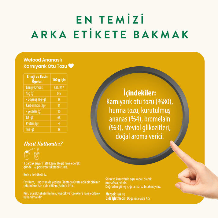 Wefood Ananaslı Karnıyarık Otu (Psyllium) Tozu 90 g 2'li