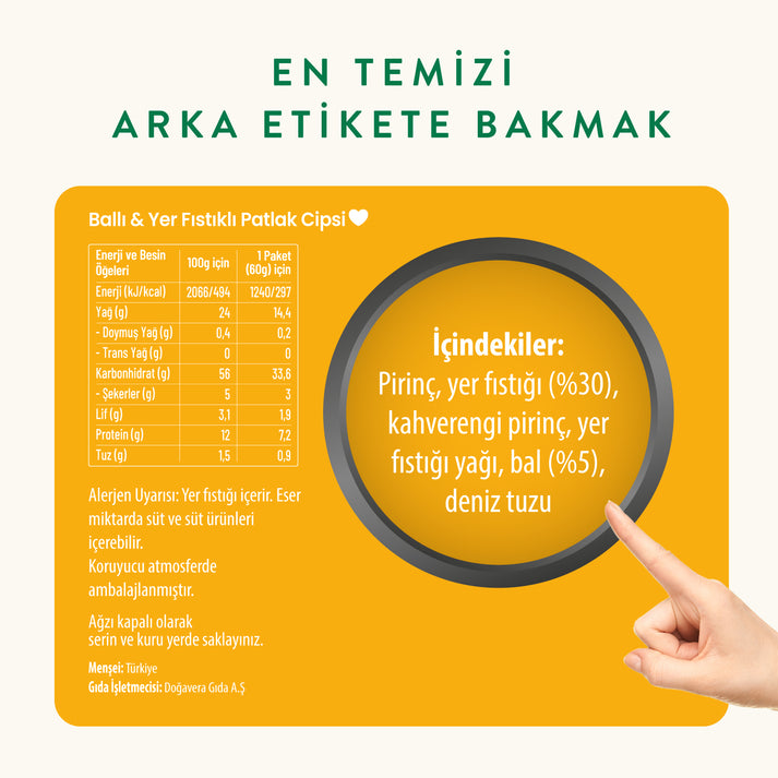Wefood Ballı & Yer Fıstıklı Patlak Cipsi 60 g 15'li