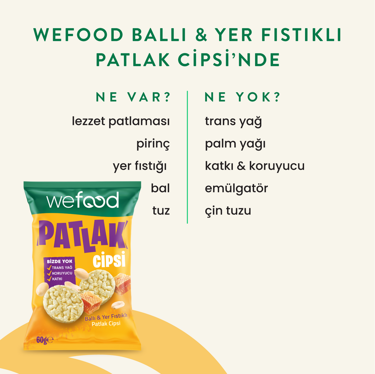 Wefood Ballı & Yer Fıstıklı Patlak Cipsi 60 gr 8'li