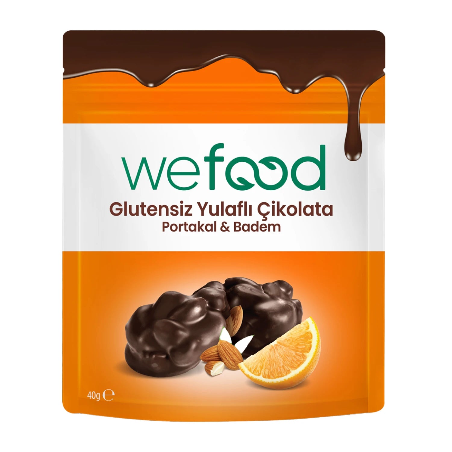 Wefood Glutensiz Yulaflı Çikolata Portakallı & Bademli 40 gr 5'li