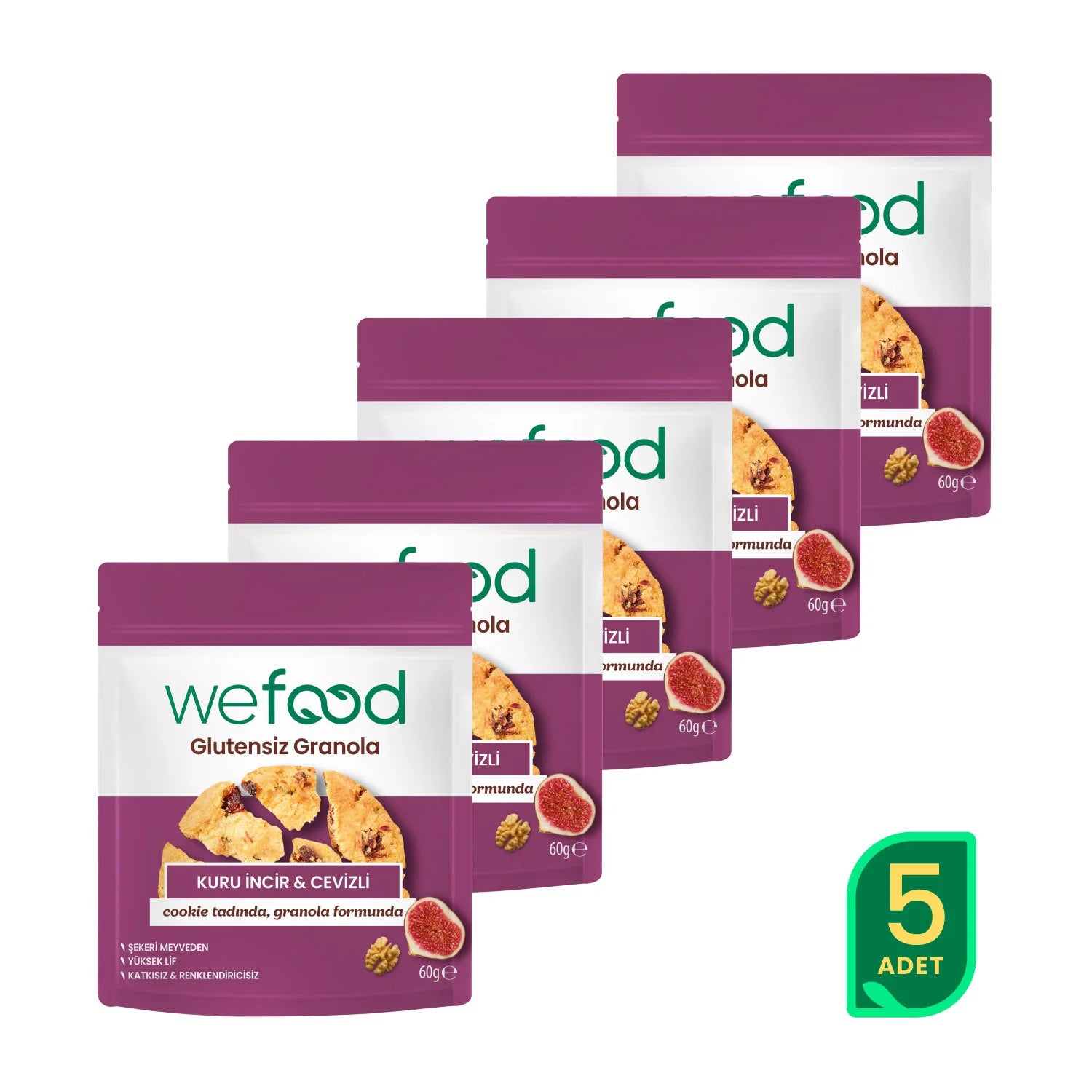 Glutensiz Granola Kuru İncir & Cevizli 60 gr 5'li