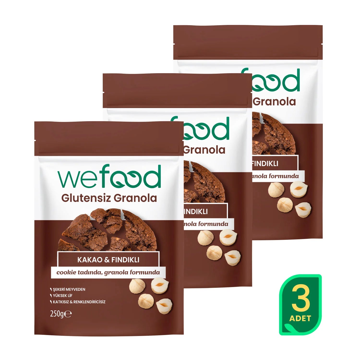 Glutensiz Granola Kakao & Fındıklı 250 gr 3'lü