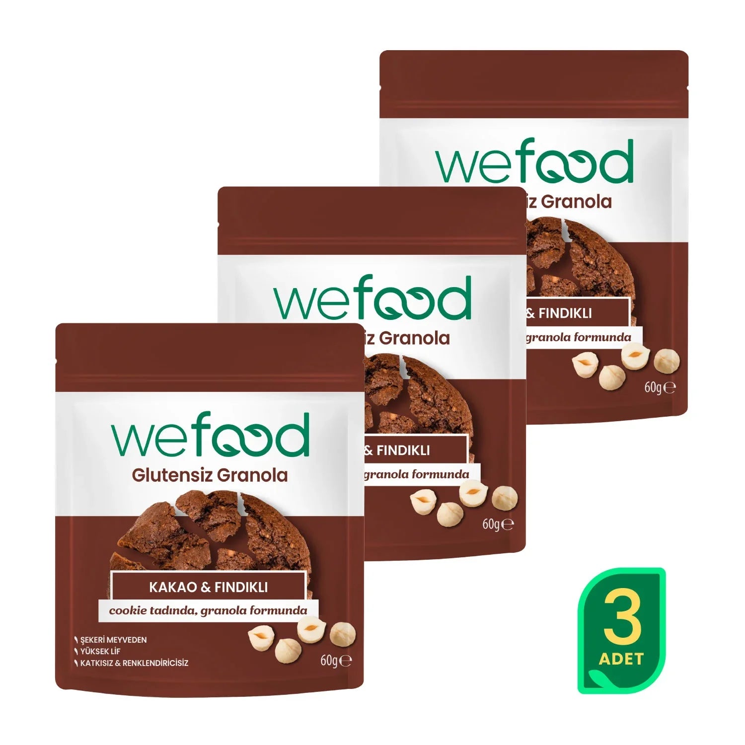 Glutensiz Granola Kakao & Fındıklı 60 gr 3'lü