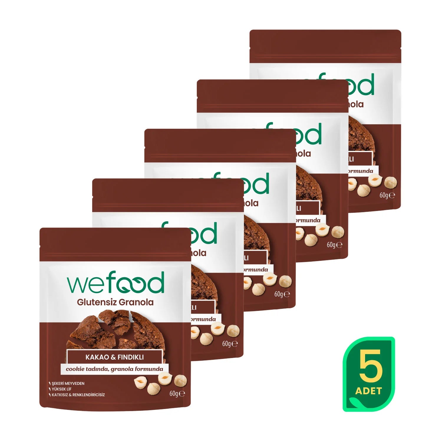 Glutensiz Granola Kakao & Fındıklı 60 gr 5'li